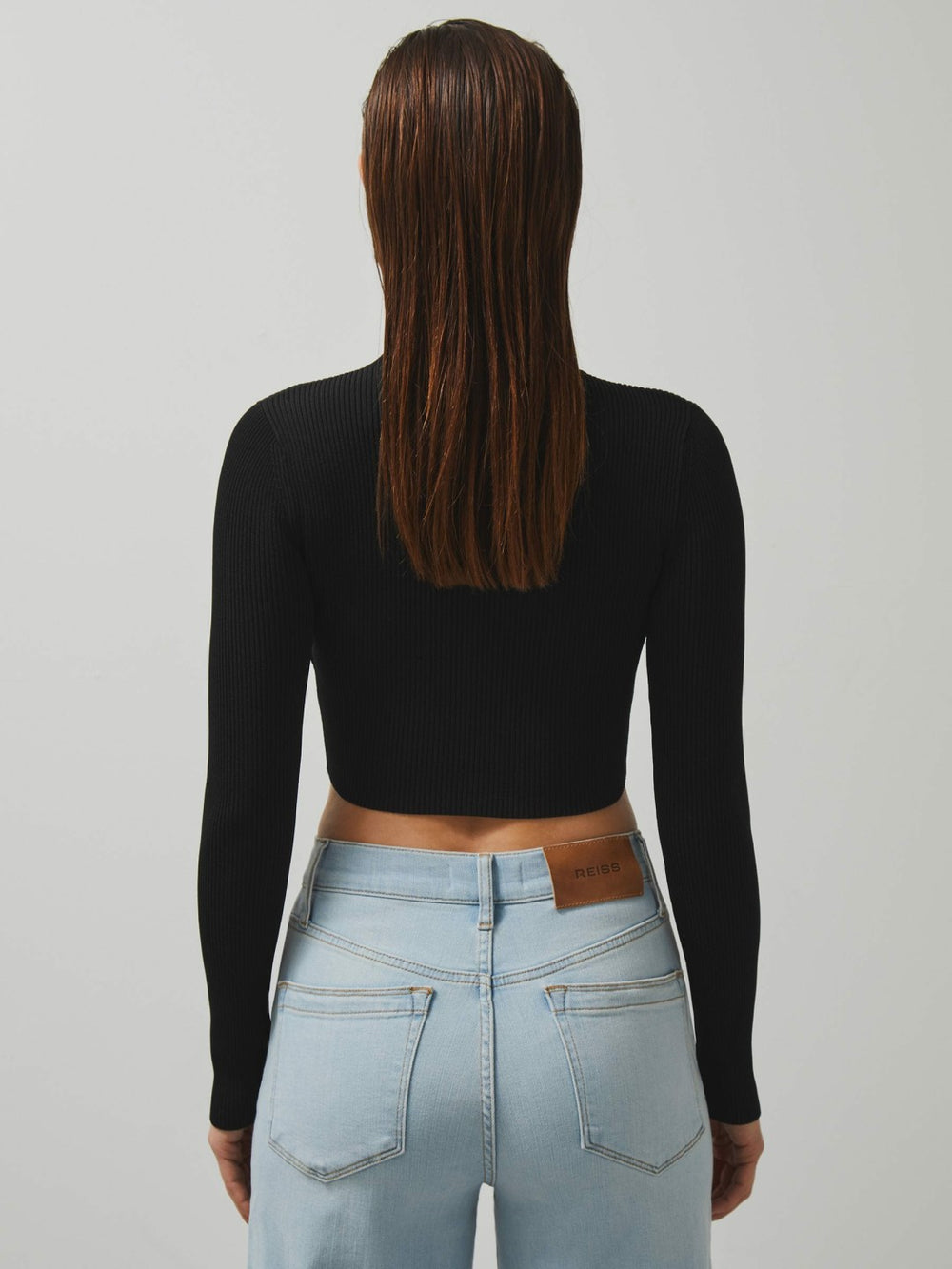 Reiss | McLaren F1 Team Cut-Out Knit Crop Top in Black