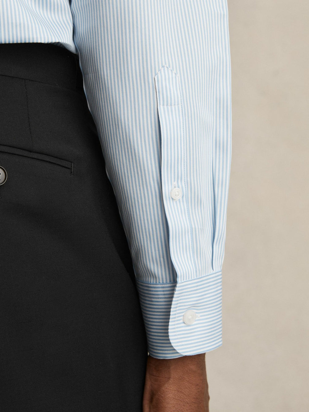 Reiss | Regular Fit Cotton Sateen Shirt in Blue Stripe