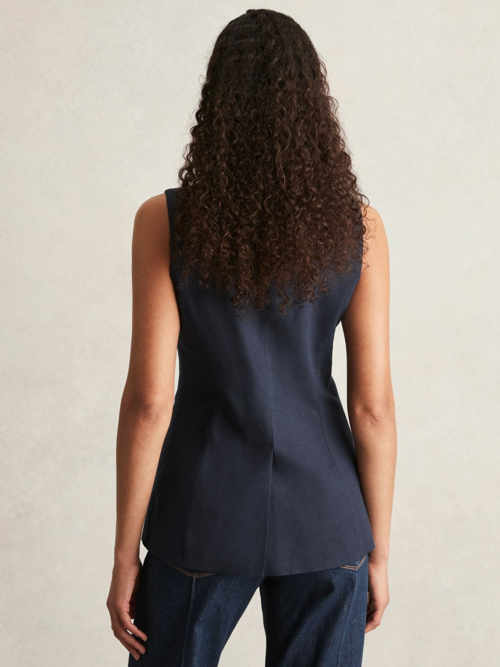 Reiss | Paige Button-Through Vest in Dark Ink Blue