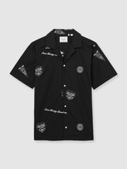 Reiss | Les Deux Cotton Embroidered Shirt in Black Print