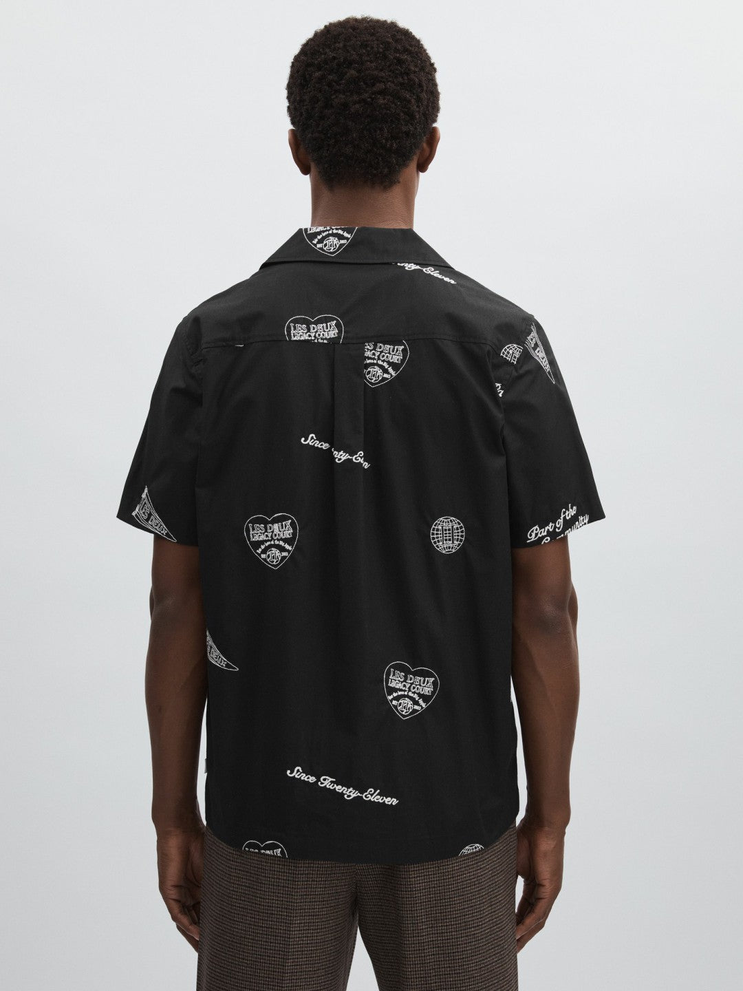 Reiss | Les Deux Cotton Embroidered Shirt in Black Print