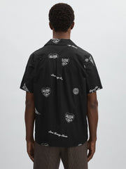 Reiss | Les Deux Cotton Embroidered Shirt in Black Print