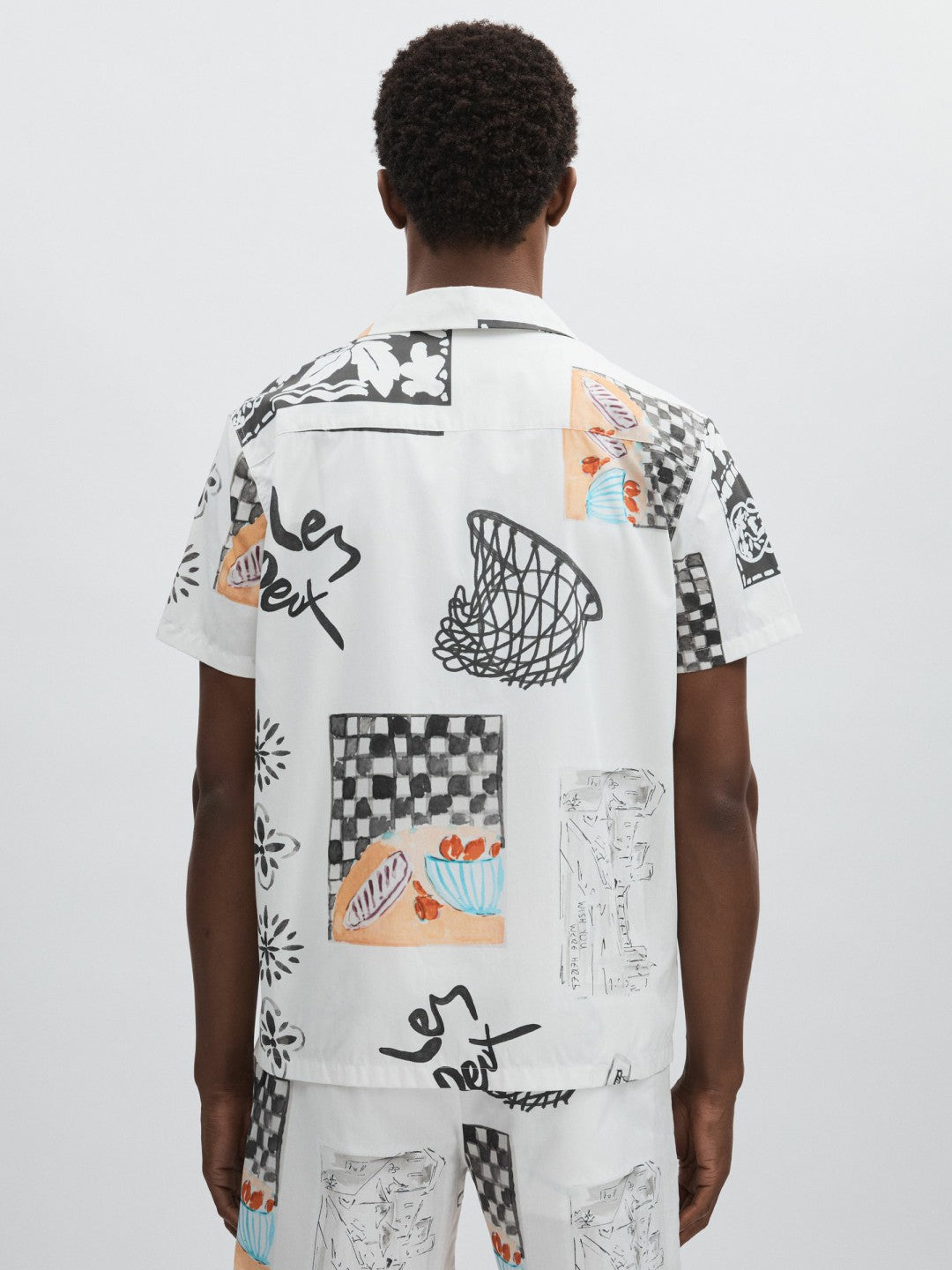 Reiss | Les Deux Cotton Graphic-Print Shirt in Ivory Print
