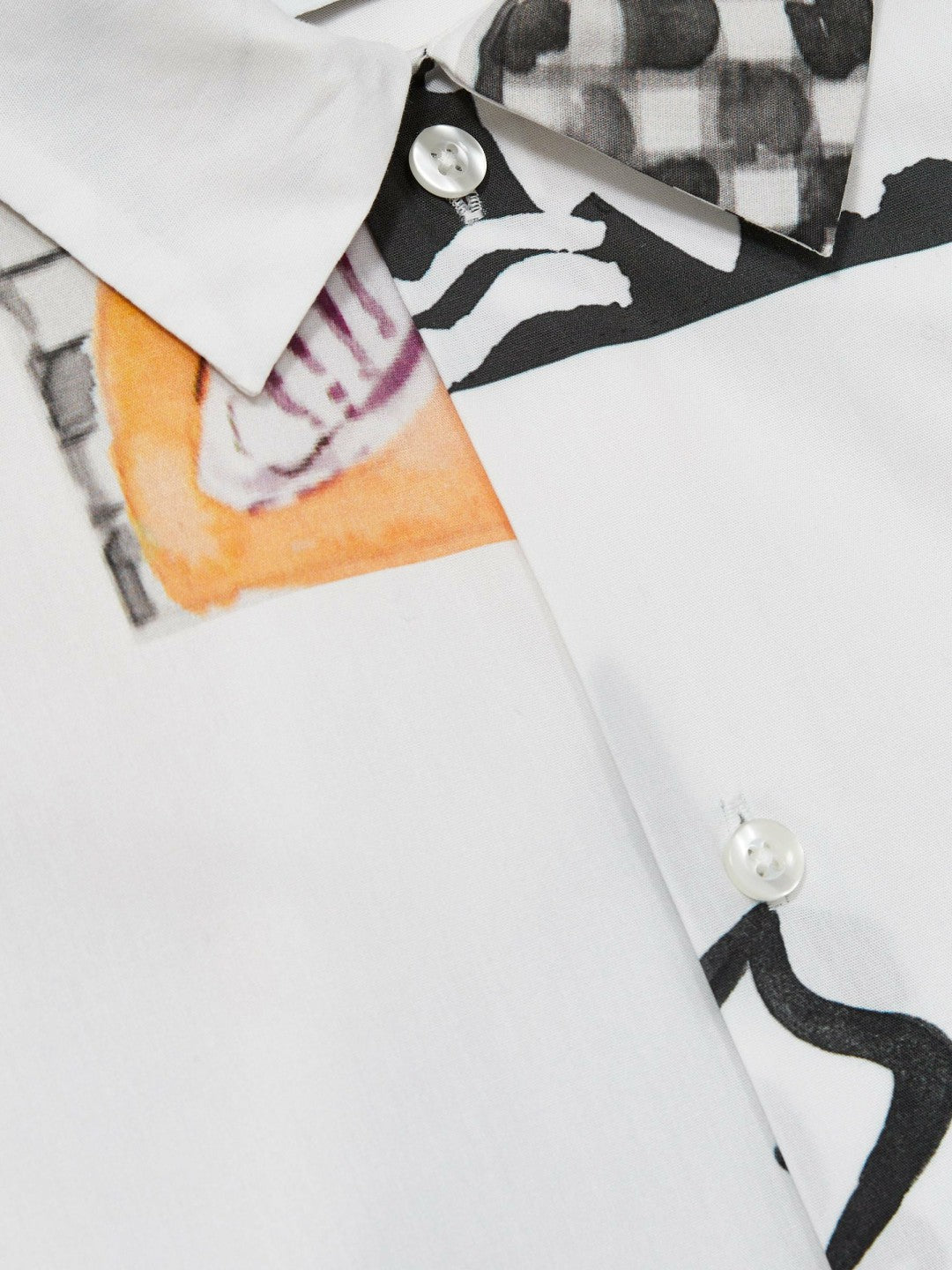 Reiss | Les Deux Cotton Graphic-Print Shirt in Ivory Print
