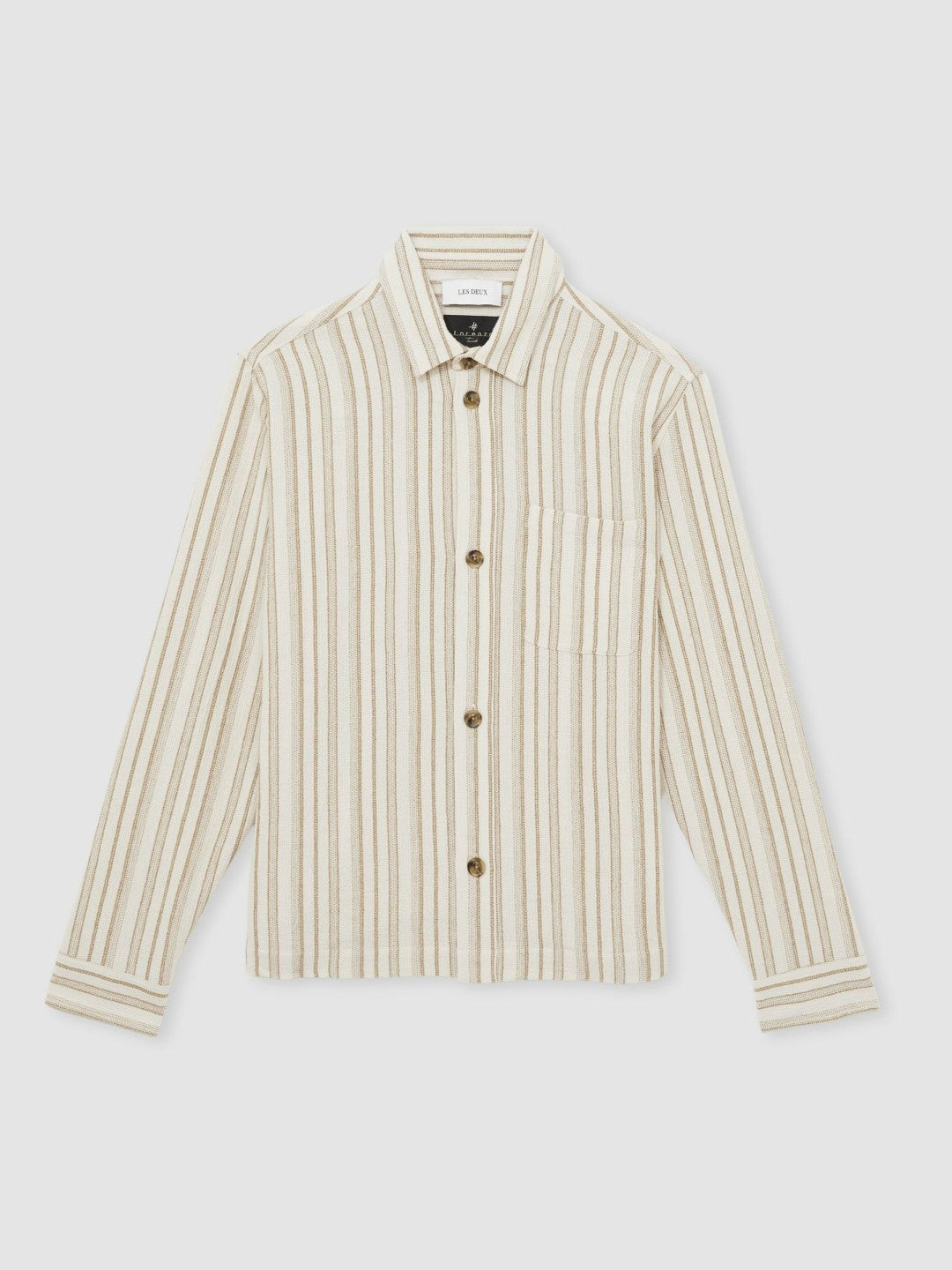 Reiss | Les Deux Cotton-Blend Stripe Overshirt in Ivory