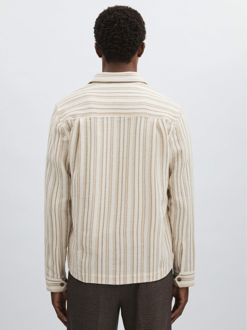 Reiss | Les Deux Cotton-Blend Stripe Overshirt in Ivory