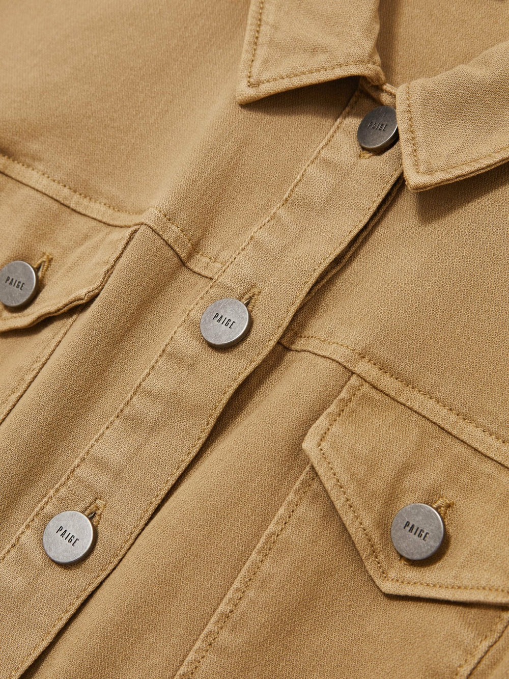 Reiss | Paige Fern Beige Denim Button Through Mini Dress in Fern Beige