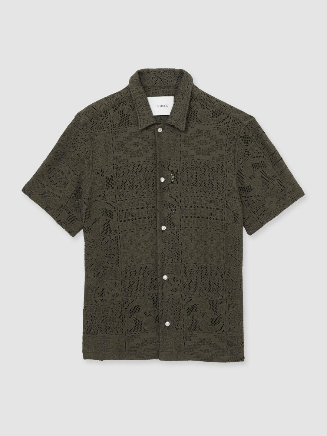 Reiss | Les Deux Blend Lace Shirt in Olive Green