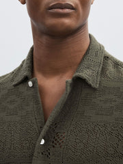 Reiss | Les Deux Blend Lace Shirt in Olive Green