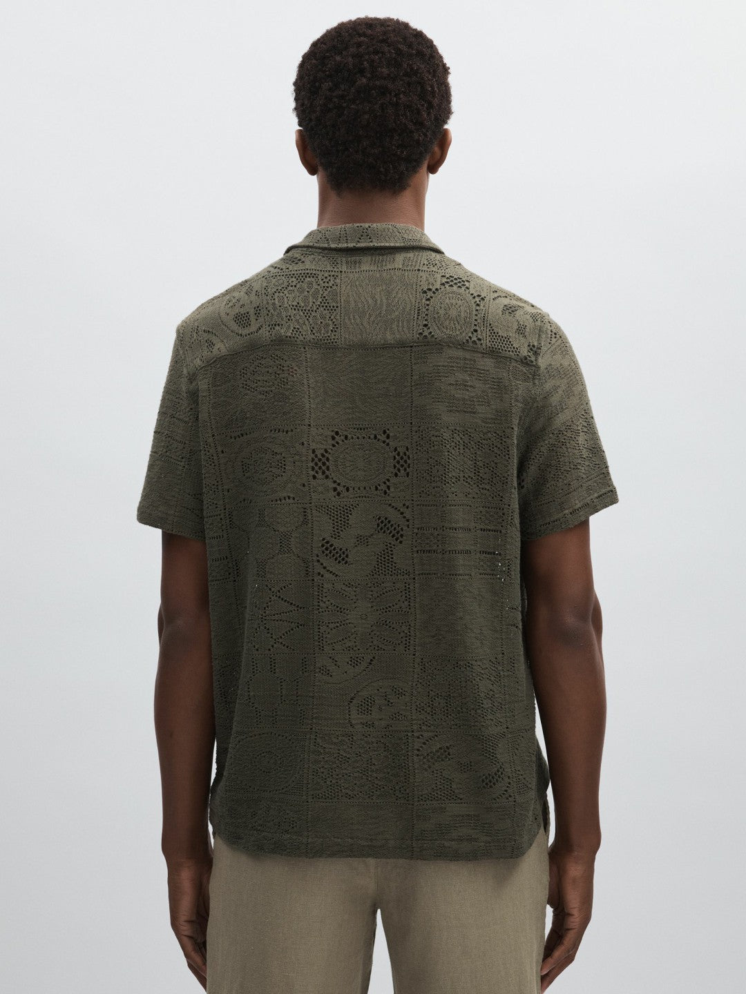Reiss | Les Deux Blend Lace Shirt in Olive Green
