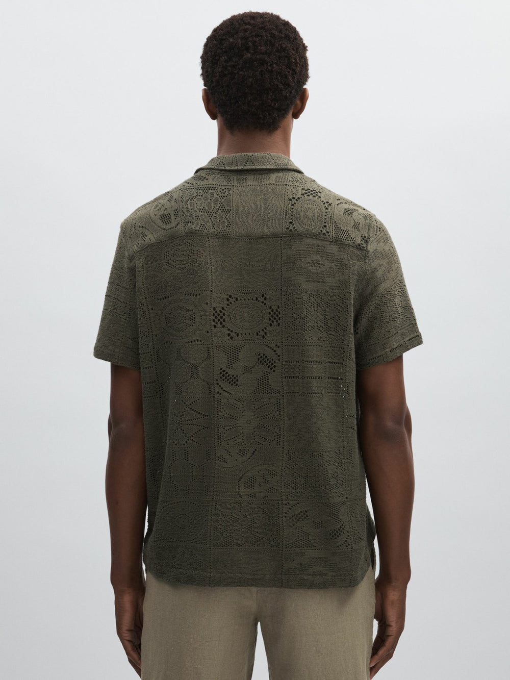 Reiss | Les Deux Blend Lace Shirt in Olive Green
