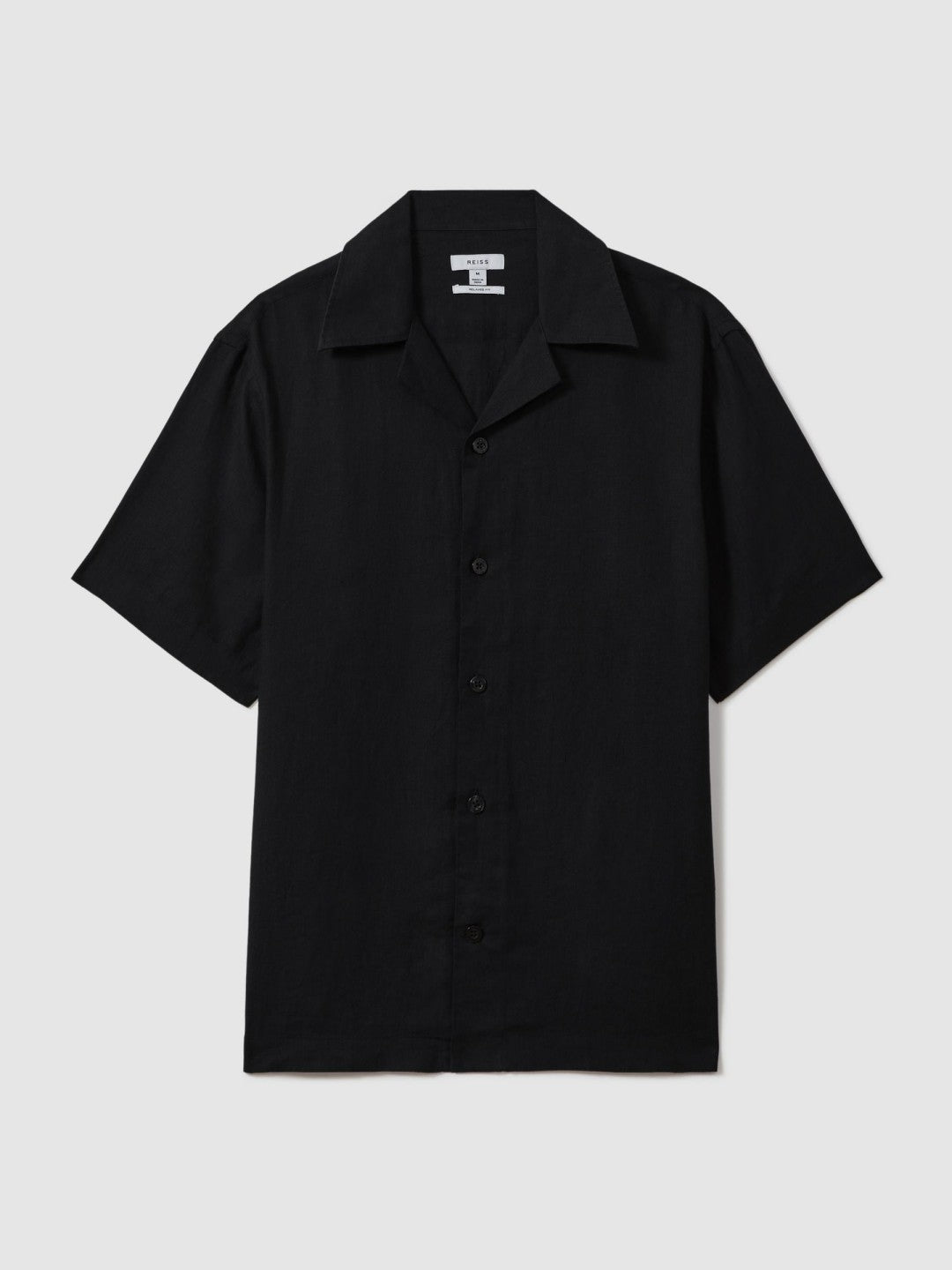 Reiss | Linen Cuban-Collar Shirt in Black