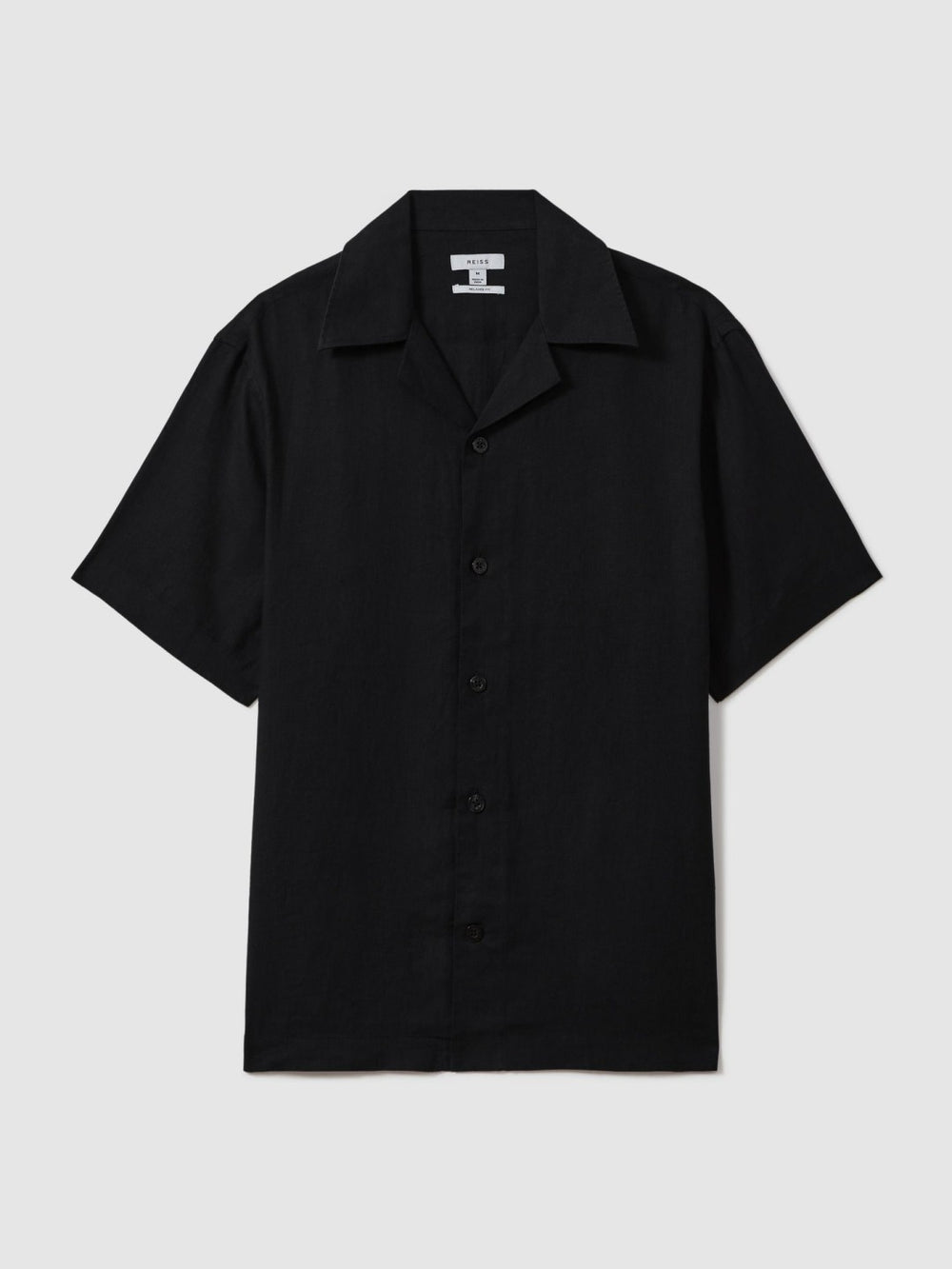 Reiss | Linen Cuban-Collar Shirt in Black