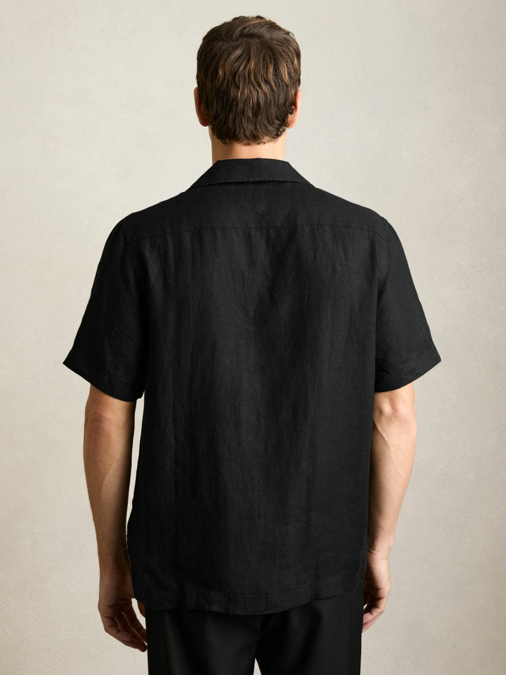 Reiss | Linen Cuban-Collar Shirt in Black