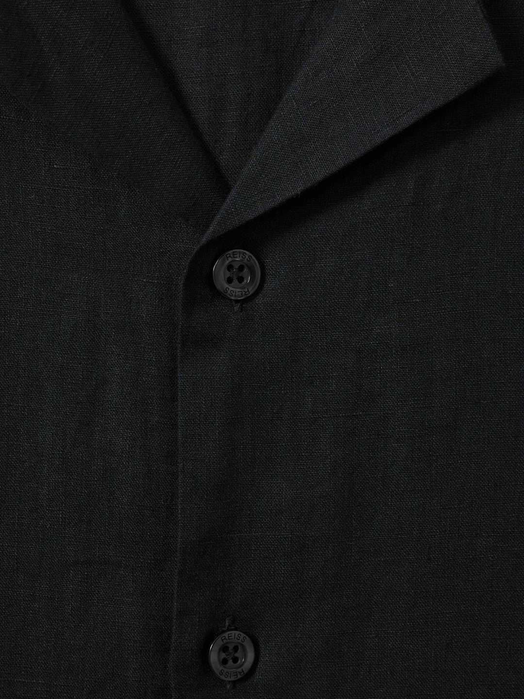 Reiss | Linen Cuban-Collar Shirt in Black
