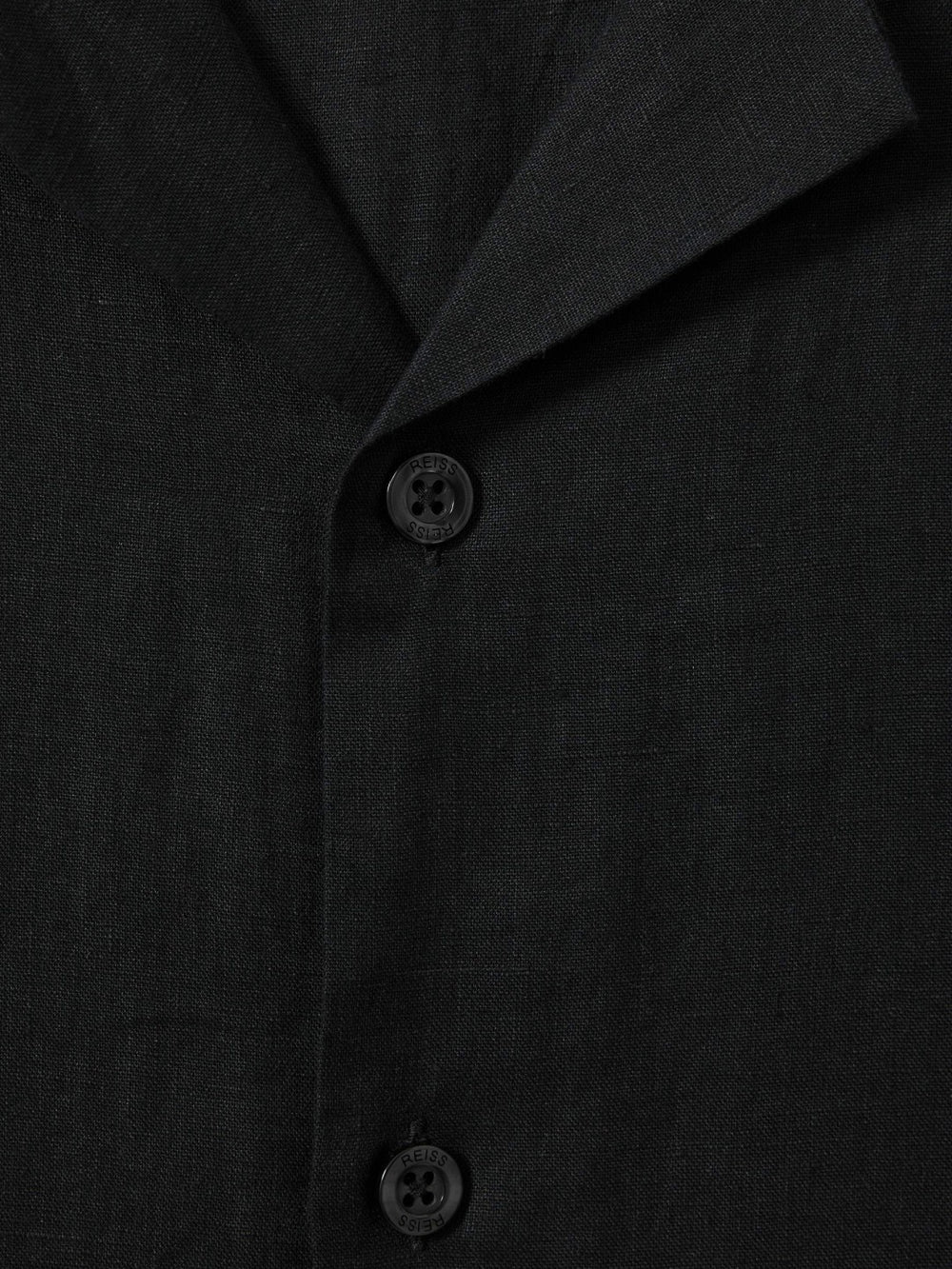 Reiss | Linen Cuban-Collar Shirt in Black