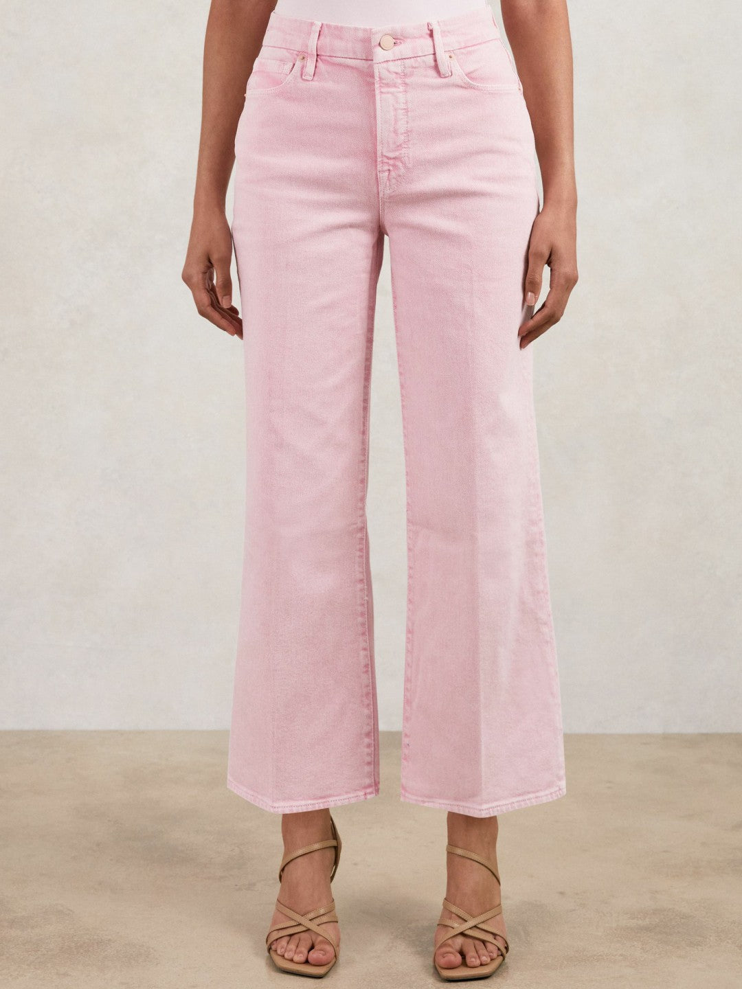 Reiss | Cropped Palazzo Jeans in Rose Pink