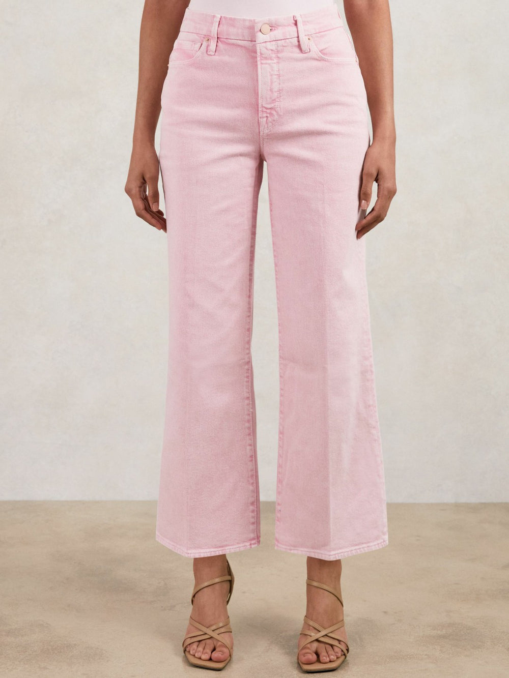 Reiss | Cropped Palazzo Jeans in Rose Pink