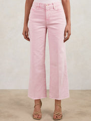 Reiss | Cropped Palazzo Jeans in Rose Pink