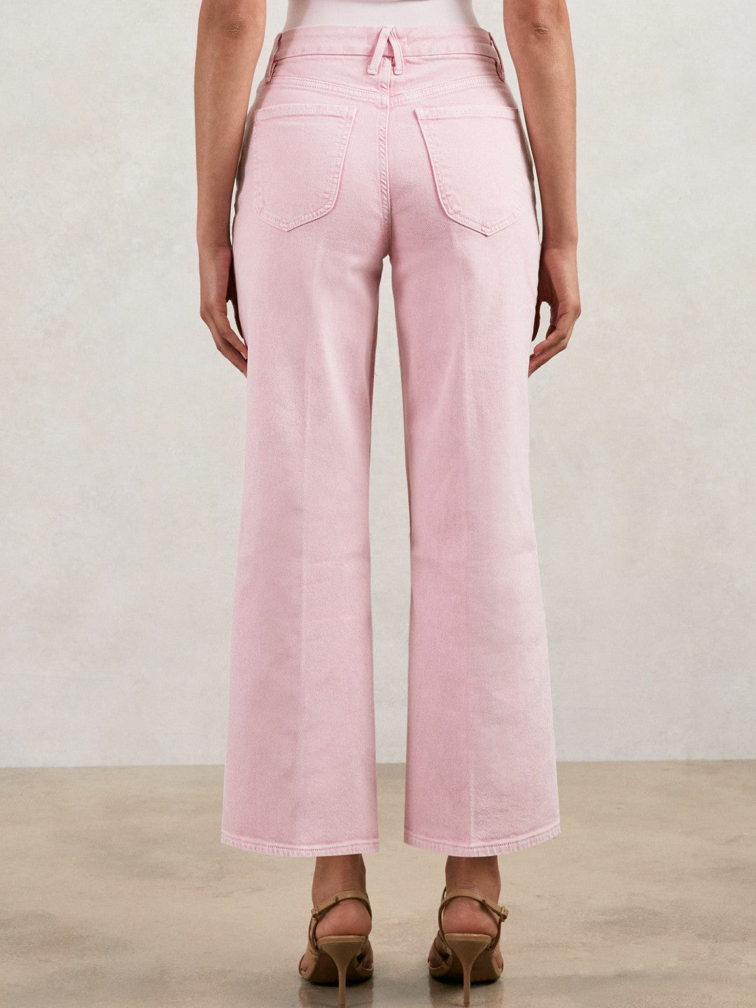 Reiss | Cropped Palazzo Jeans in Rose Pink