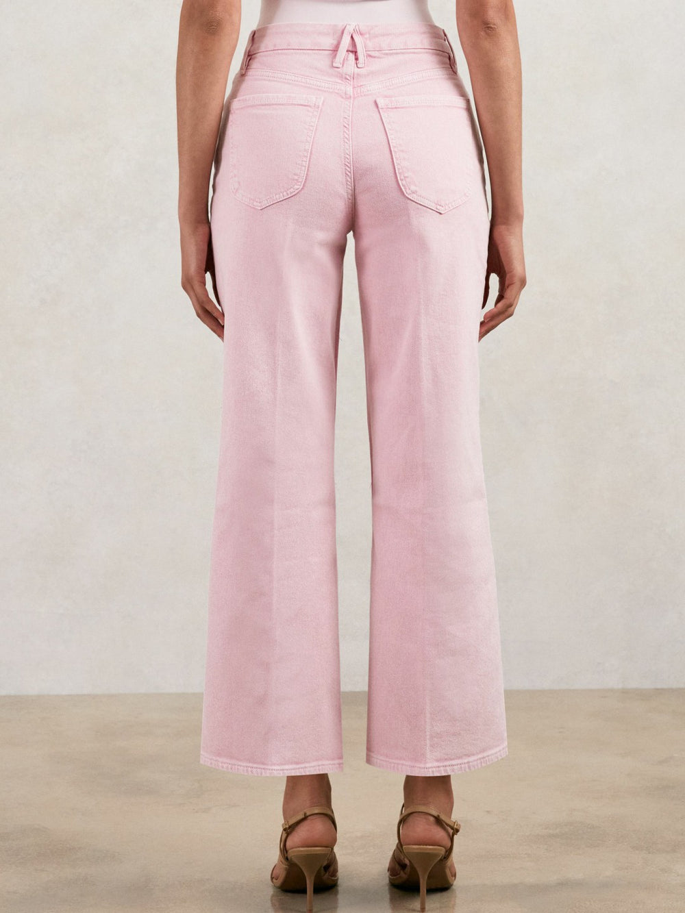 Reiss | Cropped Palazzo Jeans in Rose Pink