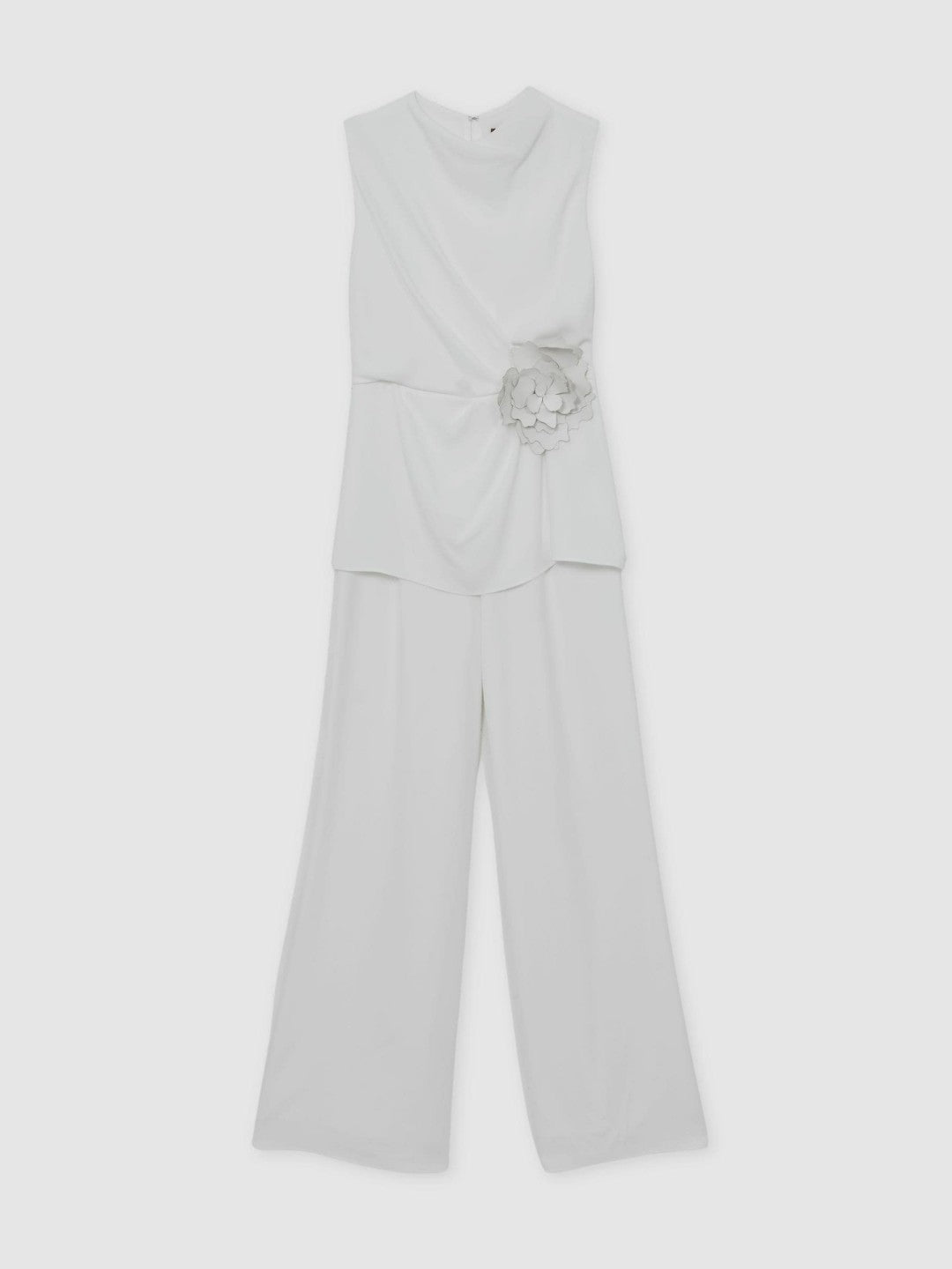 Reiss | Halston Crepe Wide Leg Jumpsuit in Ivory