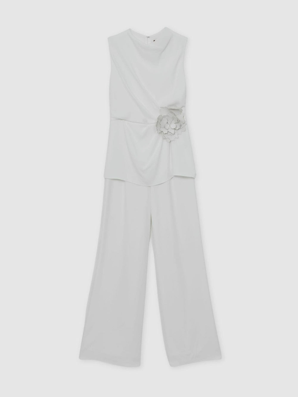 Reiss | Halston Crepe Wide Leg Jumpsuit in Ivory