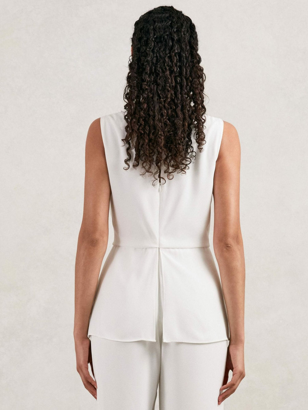 Reiss | Halston Crepe Wide Leg Jumpsuit in Ivory