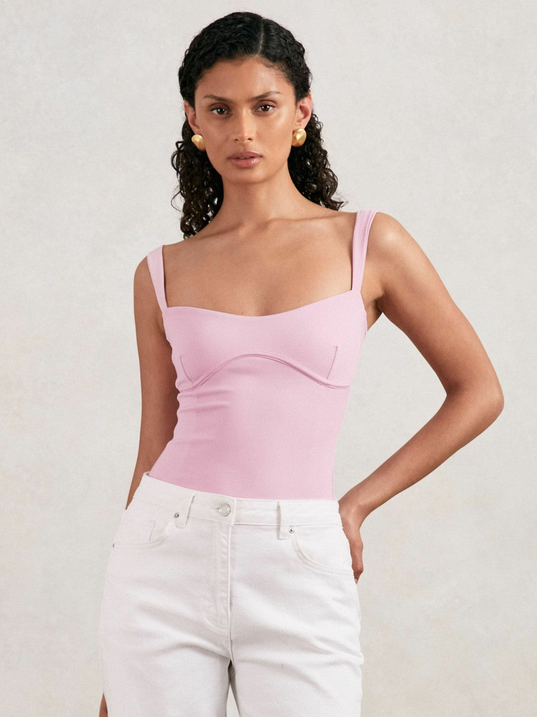 Reiss | Good American Scuba Sweetheart Bodysuit in Light Pink