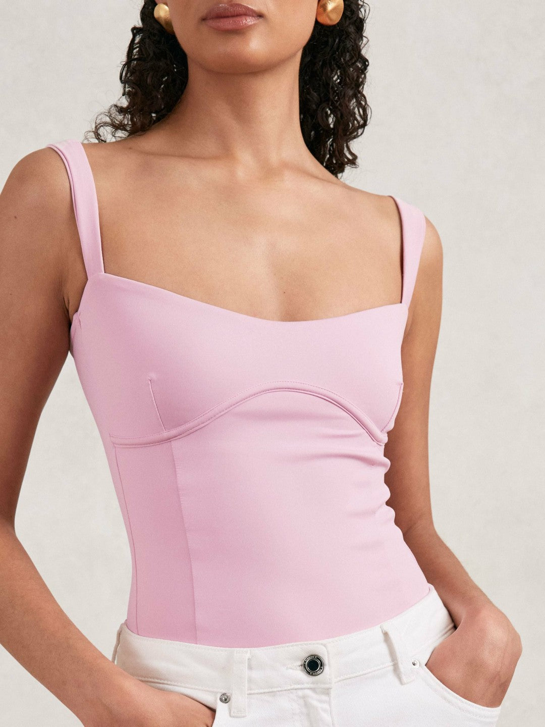 Reiss | Good American Scuba Sweetheart Bodysuit in Light Pink