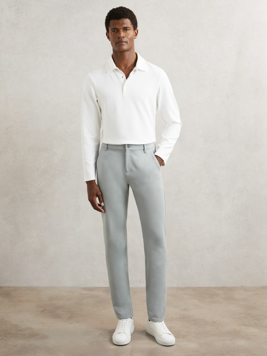 Reiss | Paige Slim-Fit Stretch Trousers in Moon Shadow Blue