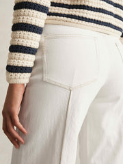 Reiss | Paige Ecru Wide Leg Pintuck Jeans in Ecru
