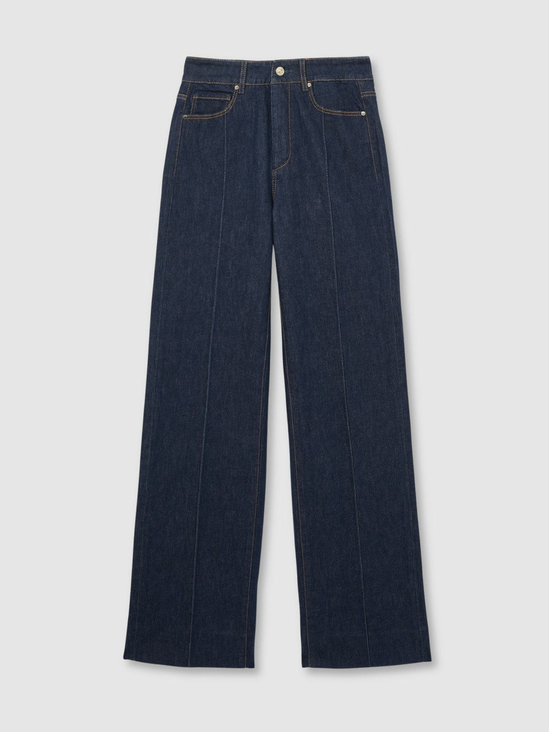 Reiss | Paige Wide Leg Pintuck Jeans in Anais Blue