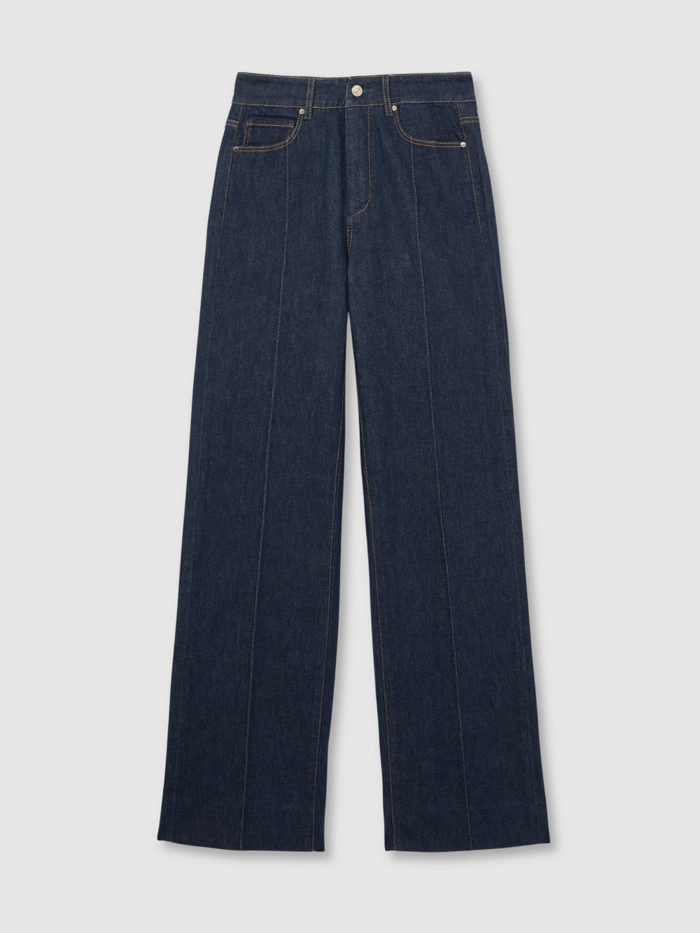 Reiss | Paige Wide Leg Pintuck Jeans in Anais Blue