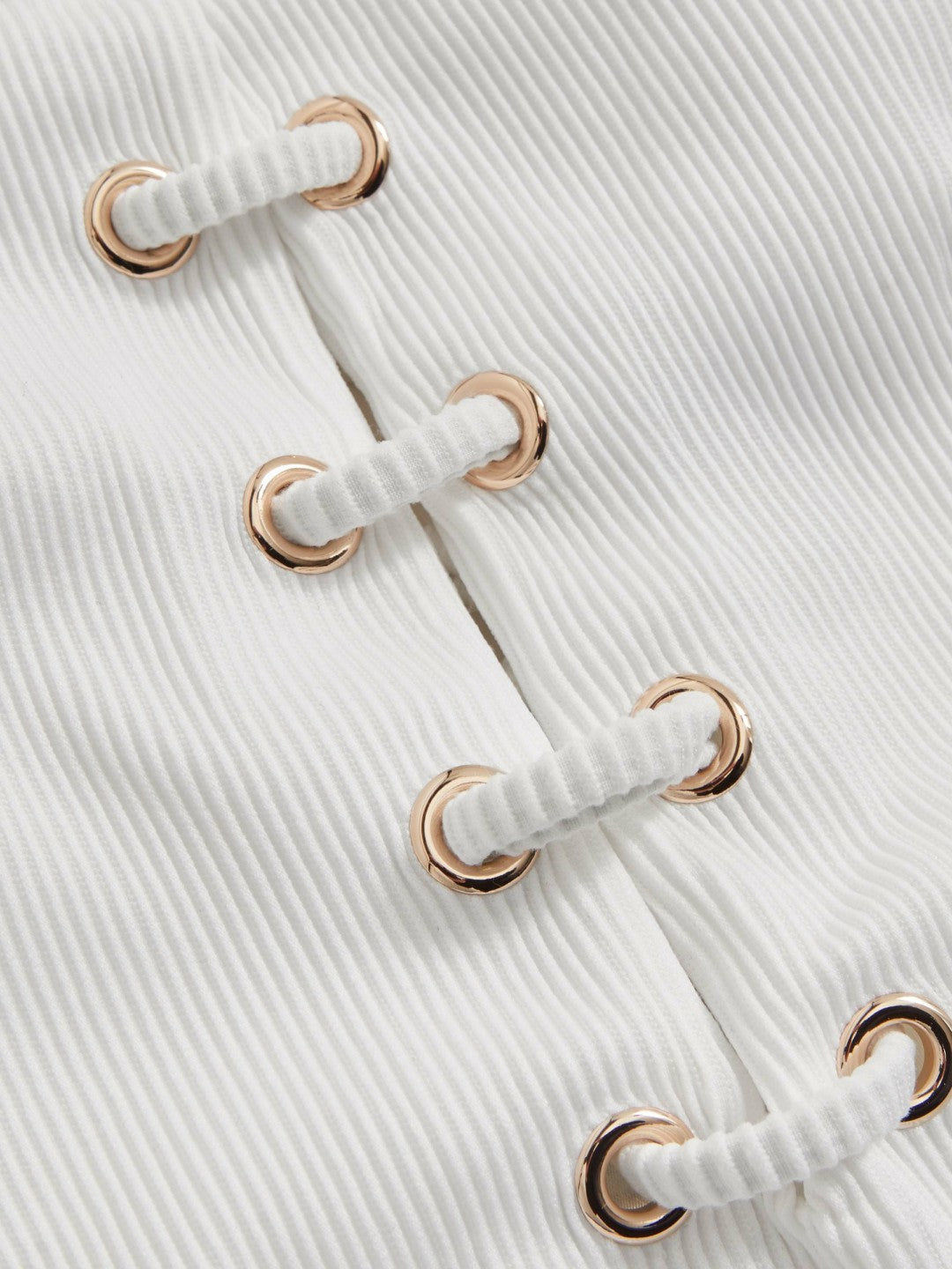 Reiss | Ribbed Lace-Up Swimsuit in White