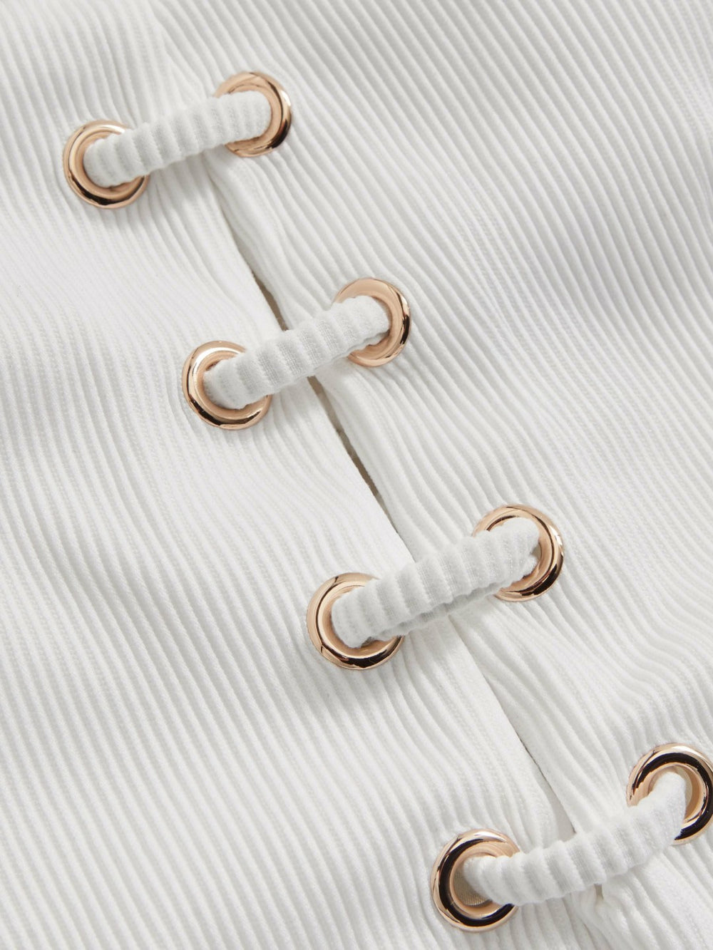 Reiss | Ribbed Lace-Up Swimsuit in White