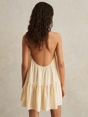 Reiss | Halterneck Beach Cover-Up Swing Dress in Cream