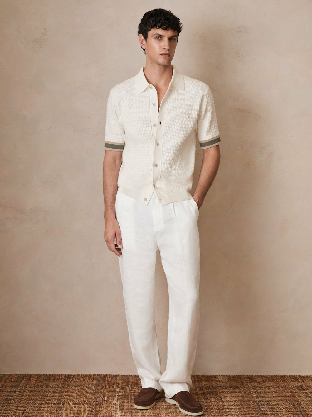 Reiss | | Ché Textured Cuff-Trim Shirt in White