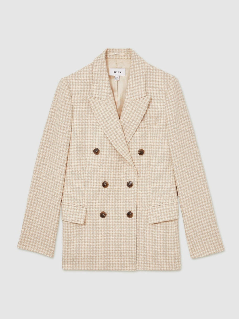 Reiss | Double Breasted Check Blazer With Wool in Neutral Check