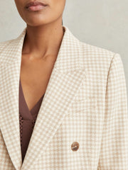 Reiss | Double Breasted Check Blazer With Wool in Neutral Check