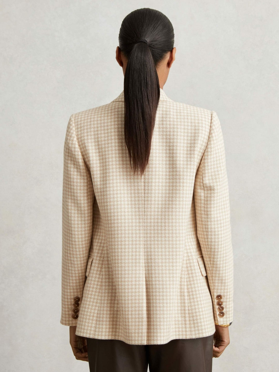 Reiss | Double Breasted Check Blazer With Wool in Neutral Check