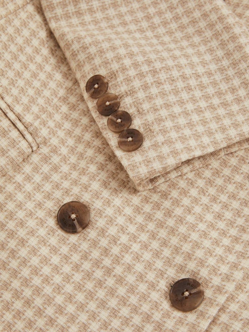 Reiss | Double Breasted Check Blazer With Wool in Neutral Check