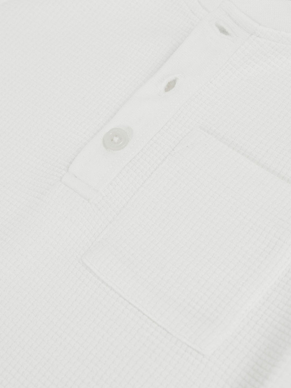 Reiss | 13-14 yrs Cotton-Blend Waffle Henley T-Shirt in White