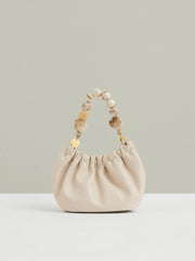 Reiss | Leather Bead-Handle Pouch Bag in Off White