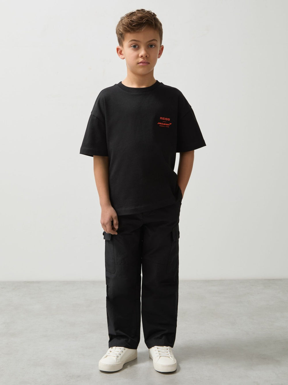 Reiss | 3-9 yrs Unisex Fit Oversized McLaren F1 Team Tyre T-Shirt in Black