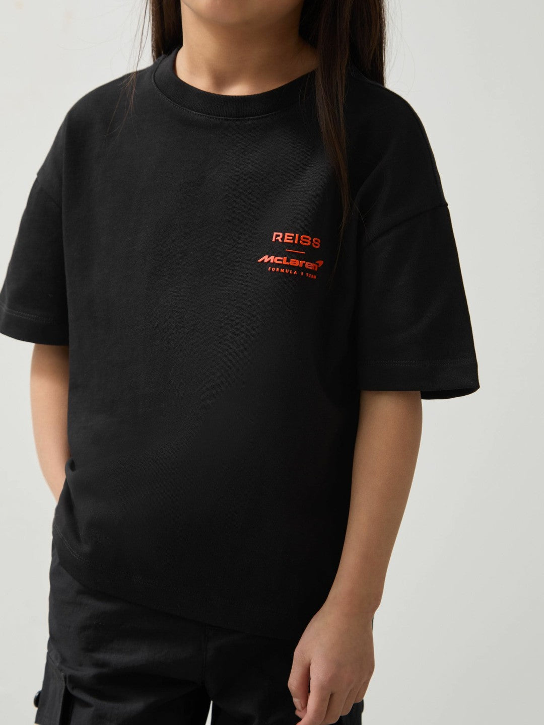 Reiss | 3-9 yrs Unisex Fit Oversized McLaren F1 Team Tyre T-Shirt in Black