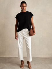 Reiss | Brushed-Cotton Crew-Neck T-Shirt in Black