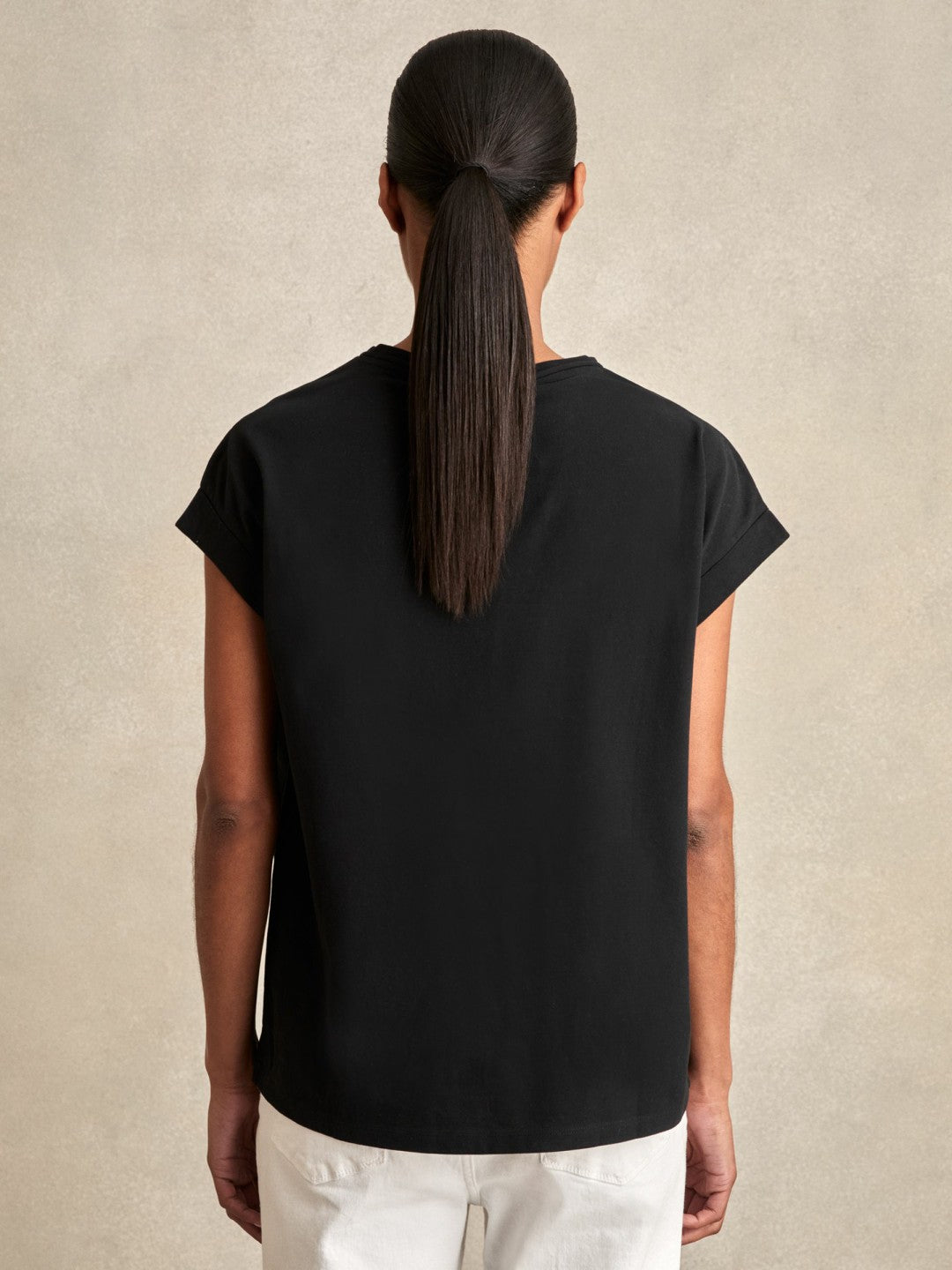 Reiss | Brushed-Cotton Crew-Neck T-Shirt in Black
