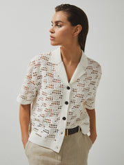 Reiss | McLaren F1 Team Speedmark Crochet Shirt in White