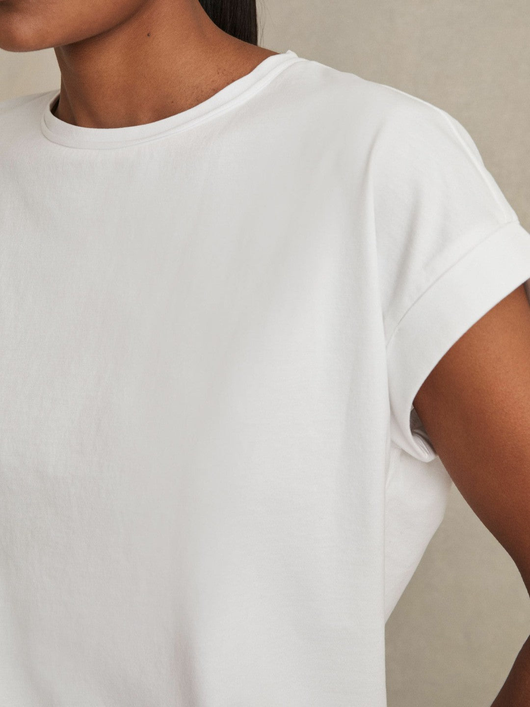 Reiss | Brushed-Cotton Crew-Neck T-Shirt in White